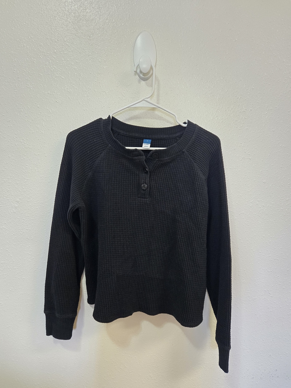 Old Navy Black Waffle Henley Sweater